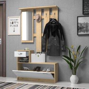 Έπιπλο εισόδου Raynold Megapap χρώμα φυσικό - λευκό 100x30x180εκ.