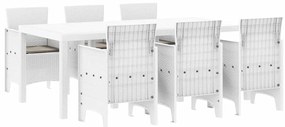 vidaXL Σέτ φαγητού για κήπο 7 pcs Λευκό Rattan Polt