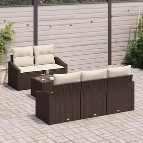 vidaXL Σετ Καναπέ Κήπου με μαξιλάρι 6 pcs Καφέ, Κρέμα 55 x 55 x 37 εκ