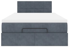 vidaXL Οθωμανικό κρεβάτι με στρώμα & LEDs Σκούρο γκρι 120x200cm Velvet