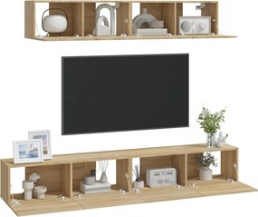 vidaXL Σετ Επίπλων Τηλεόρασης 4 Τεμαχίων Sonoma Δρυς Επεξ. Ξύλο