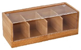Κουτί 4 Θέσεων Με Καπάκι Bamboo-Acrylic Natural 29x13x10εκ. XYX109