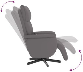 vidaXL Πολυθρόνα Μασάζ Ανακλινόμενη με Υποπόδιο Γκρι από Συνθ. Δέρμα
