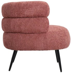 Πολυθρόνα Foleja μπουκλέ ύφασμα σε απόχρωση σάπιο μήλο με μαύρα μεταλλικά πόδια 76x75x72εκ 76x75x72 εκ.