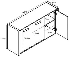 BONDI 2 ΜΠΟΥΦΕΣ SONOMA ΣΚΟΥΡΟ CEMENT 160x45xH85cm - Μελαμίνη - 05-0621