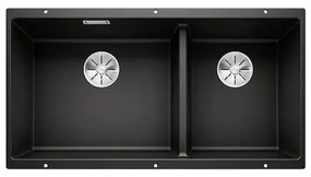 Blanco Subline-U 480/320-U Black SILGRANIT™ PuraDur™ Γρανιτένιος Νεροχύτης Υποκαθήμενος με 2 Γούρνες 85,5x46 cm