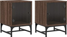 vidaXL Bedside Cabinet 2 τμχ. Brown Oak 13.8x14.6x19.7 in