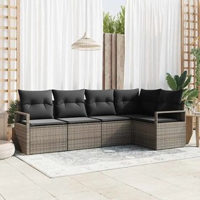 vidaXL Σετ Καναπέ Κήπου 5 pcs Γκρι Πολυ rattan, βαμμένο ατσάλι
