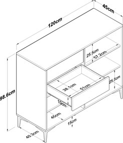 Ντουλάπι Λευκό / Καρυδί FAGAU 120x45x98.6