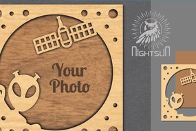 Intra απο ξύλο plywood 3mm-4mm πάχος – Κορνίζα φωτογραφιών κοπής με λέιζερ του εξωτερικού διαστήματος 7 Δίασταση  20x20 cm INTRAFABR-112991676