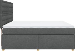vidaXL Κρεβάτι Boxspring με Στρώμα Σκούρο Γκρι 180x200 εκ Υφασμάτιν