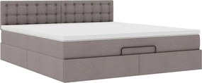 vidaXL Οθωμανικό κρεβάτι με στρώμα &amp; LEDs Taupe 160x200cm ύφασμα