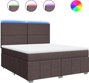 vidaXL Κρεβάτι Boxspring με Στρώμα Σκούρο Καφέ 180x200 εκ Υφασμάτινο
