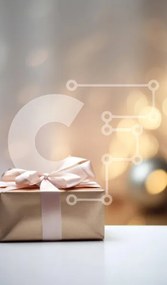 Intra Συλλεκτικό Ξύλινο Παζλ Plywood  4mm - Καφέ Κουτί δώρου με ροζ κορδέλα και πολύχρωμα φωτάκια Σε Ξύλινο Κουτί - Διαστάσεις Puzzle: 10x10 cm – 25 κομμάτια