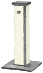 PawHut Δέντρο για γάτες, με μπάλα παιχνιδιού, βελούδο, σιζάλ, 41 cm x 41 cm x 81 cm, κρεμ + γκρι