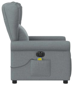 vidaXL Πολυθρόνα Μασάζ Ηλεκτρική με Ανάκλιση Ανοιχτό Γκρι Υφασμάτινη