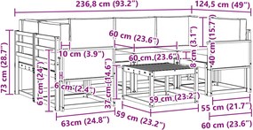 vidaXL Σειρά Καναπέ Εξωτερικού με μαξιλάρι 5 pcs Φυσικό