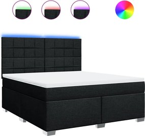 vidaXL Κρεβάτι Boxspring με Στρώμα Μαύρο 180x200 εκ. Υφασμάτινο