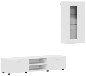 vidaXL Σετ επίπλου τηλεόρασης με ράφι FLORIN Λευκό Επεξεργασμένο ξύλο