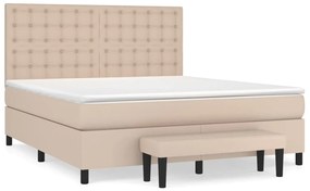 Κρεβάτι Boxspring με Στρώμα Καπουτσίνο 180x200 εκ. Συνθ. Δέρμα - Καφέ