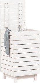 vidaXL Καλάθι Ρούχων Λευκό 44x44x76 εκ. από Μασίφ Ξύλο Πεύκου