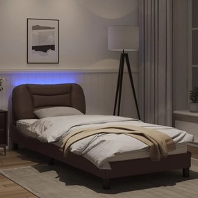vidaXL Πλαίσιο Κρεβατιού με LED Καφέ 80x200 εκ. Συνθετικό Δέρμα