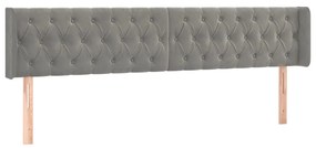 Κεφαλάρι Κρεβατιού LED Ανοιχτό Γκρι 203x16x78/88 εκ. Βελούδινο 3123638