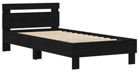 vidaXL Σκελετός Κρεβατιού Μαύρη δρυς 90 x 190 cm Επεξεργασμένο ξύλο