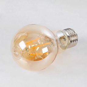 GloboStar® 99036 LED Long Filament Bulb E27 A60 Globe 6W 550lm 360° AC 220-240V IP20 D6 x H10.5cm Ultra Θερμό Λευκό 2200K με Μελί Γυαλί - Dimmable - 3 Years Warranty