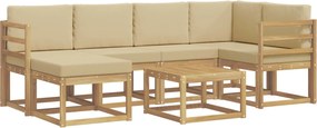 vidaXL Σειρά Καναπέ Εξωτερικού με μαξιλάρι 7 pcs Λευκό και Μπεζ