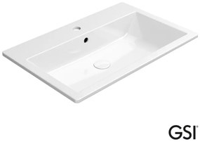 GSI Kube-X Ένθετος Πορσελάνινος Νιπτήρας 70x46εκ Λευκό Γυαλιστερό