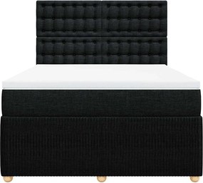 vidaXL Κρεβάτι Boxspring με Στρώμα Μαύρο 140x190 εκ. Υφασμάτινο