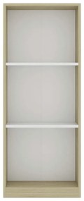 Βιβλιοθήκη με 3 Ράφια Λευκό/Sonoma 40x24x108 εκ. Μοριοσανίδα - Πολύχρωμο
