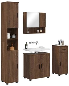vidaXL Σετ Επίπλων Μπάνιου με συρτάρι 4 pcs Καφέ δρυς 61 x 35 x 64 εκ.