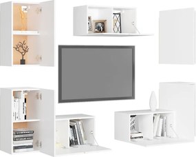 vidaXL Έπιπλα Τηλεόρασης Σετ 7 Τεμαχίων Λευκό από Επεξ. Ξύλο