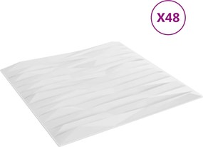 vidaXL Πάνελ τοίχου 48 pcs Άσπρη Πέτρα 50 x 50 cm Φελιζόλ XPS