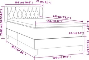 vidaXL Κρεβάτι Boxspring με Στρώμα Taupe 100 x 200 εκ. Υφασμάτινο