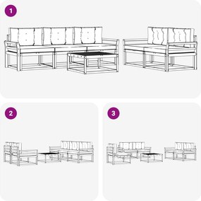 vidaXL Σειρά Καναπέ Εξωτερικού με μαξιλάρι 6 pcs Λευκό και Κρεμ