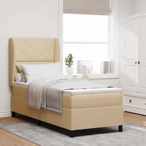 vidaXL Κρεβάτι με ελατήρια με στρώμα Κρεμ 80 x 200 cm ύφασμα