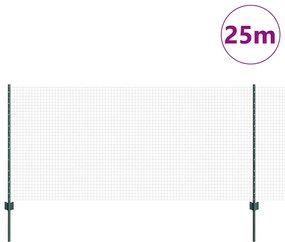 vidaXL Φράχτης με Στήλες. Πράσινο 1 x 25 m Ατσάλι