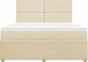 vidaXL Κρεβάτι Boxspring με Στρώμα Κρεμ 180x200 εκ. Υφασμάτινο