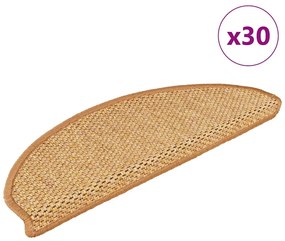 vidaXL Πατάκια Σκάλας Αυτοκόλλητα 30 τεμ. Όψη Σιζάλ Σισάλ 65x21x4 εκ.