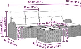 vidaXL Σετ Καναπέ με μαξιλάρι Μπεζ και Κρέμα συνθετικό ρατάν