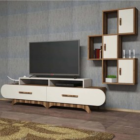 Σύνθεση Τηλεόρασης Flora 845HCT3035 205x36,8x50cm Walnut-Cream