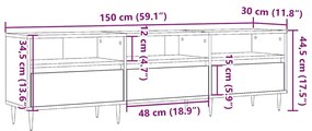 Έπιπλο Τηλεόρασης τεχνίτης Δρυς 150x30x44,5 εκ. - Καφέ