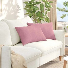 vidaXL Μαξιλάρι Καναπέ 2 τμχ. Βελούδο Ροζ 60 x 40 cm