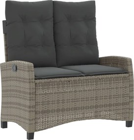 vidaXL Σετ Τραπεζαρίας Κήπου 2 τεμ. Γκρι Συνθ. Ρατάν με Μαξιλάρια