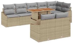 vidaXL Σετ Καναπέ Κήπου με μαξιλάρι 9 pcs Μπεζ, Γκρι 100 x 55 x 73 εκ