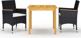 vidaXL Σετ Τραπεζαρίας Κήπου 3 Τεμαχίων Μαύρο