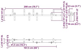 Μηχανισμός Συρόμενης Μεσόπορτας Μαύρος 200 εκ. Ατσάλινος